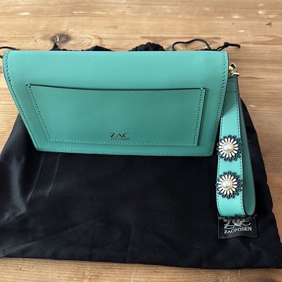 ZAC POSEN Earthette Leather Clutch + Dust Bag - Picture 6 of 9